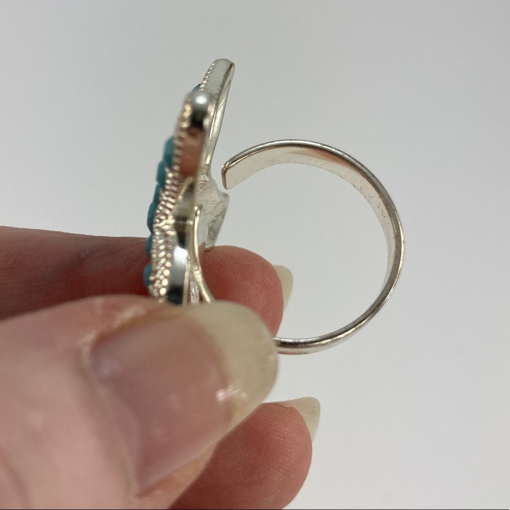 Starfish Cocktail Ring Pale Blue Stones & Silver Finish Statement Ring - Picture 6 of 7